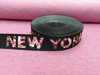 Rypsová stuha s barevným tiskem NEW YORK