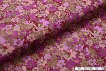 ŠATOVKA UMĚLÁ VLÁKNA šifon kreš fialový květ