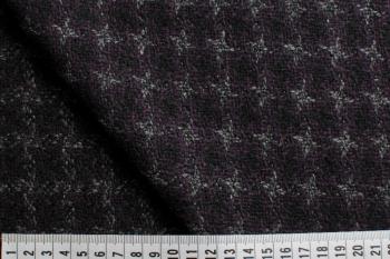 Vlněná látka fialovo černo šedé pepito na kostýmy, W006